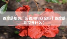 百度落地页广告管用吗安全吗【百度落地页是什么】