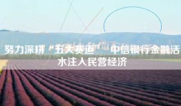 努力深耕“五大赛道”  中信银行金融活水注入民营经济