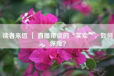 读者来信 ｜ 直播带货的“买卖”，如何保障？