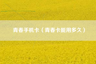 青春手机卡（青春卡能用多久）