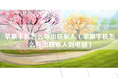 苹果手机怎么导出联系人（苹果手机怎么导出联系人到电脑）