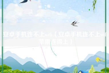 安卓手机连不上wifi（安卓手机连不上wifi苹果连得上）