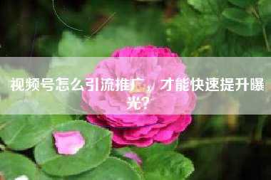 视频号怎么引流推广，才能快速提升曝光？