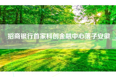 招商银行首家科创金融中心落子安徽